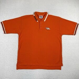 Denver Broncos Polo Shirt Mens Large Orange Vintage‎ NFL Football VTG Golfer